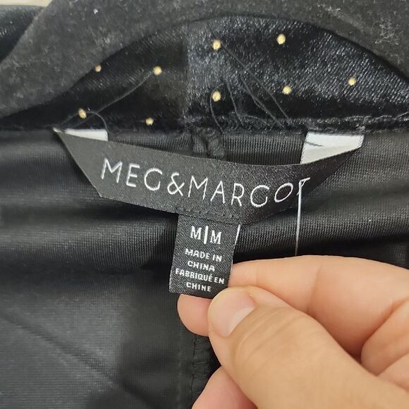 Meg & Margot Black Velvet Blazer with Polka Dot Pattern Size M NWT - Picture 2 of 7